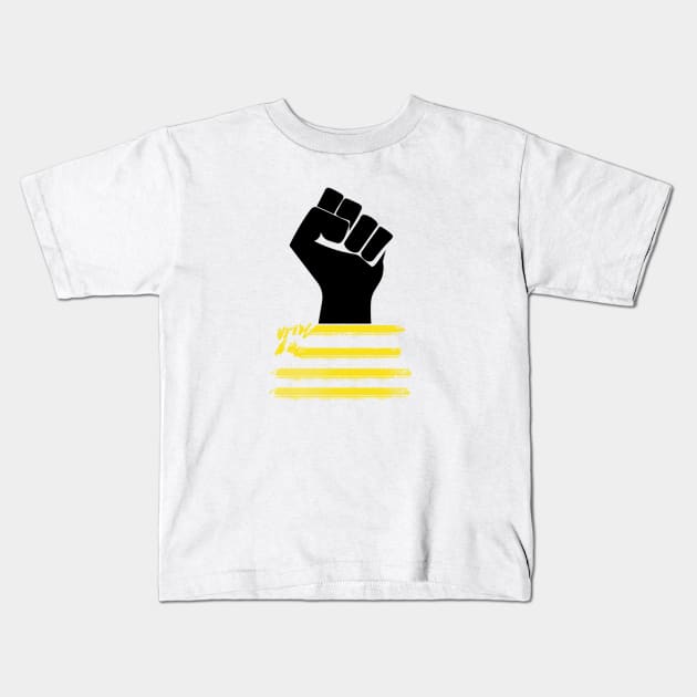 #BLM Fist Stripes Kids T-Shirt by Melanated